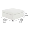 Allias Ottoman White Boucle Fabric Plush Foam Cushions 44 Inch
