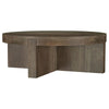 Kinaj Coffee Table Dark Brown Solid Mango Wood Round 38 Inch Top BM329709
