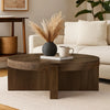 Kinaj Coffee Table, Dark Brown Solid Mango Wood, Round 38 Inch Top