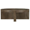 Kinaj Coffee Table, Dark Brown Solid Mango Wood, Round 38 Inch Top