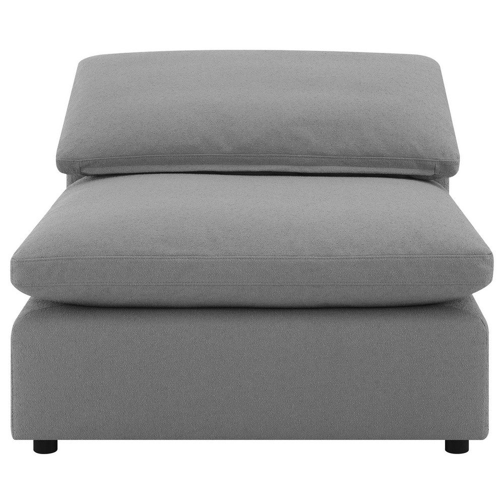 Allias Modular Armless Chair, Gray Boucle Fabric, Plush Foam Cushions