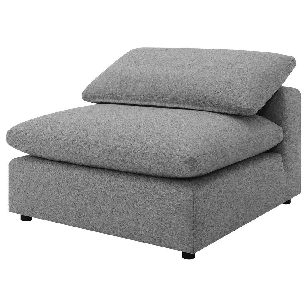 Allias Modular Armless Chair, Gray Boucle Fabric, Plush Foam Cushions