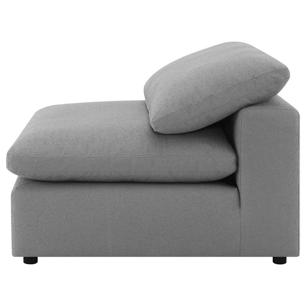 Allias Modular Armless Chair, Gray Boucle Fabric, Plush Foam Cushions
