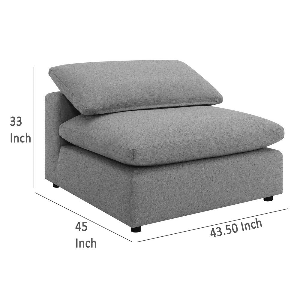 Allias Modular Armless Chair, Gray Boucle Fabric, Plush Foam Cushions