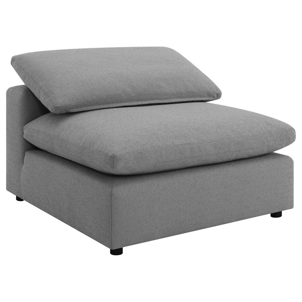 Allias Modular Armless Chair, Gray Boucle Fabric, Plush Foam Cushions