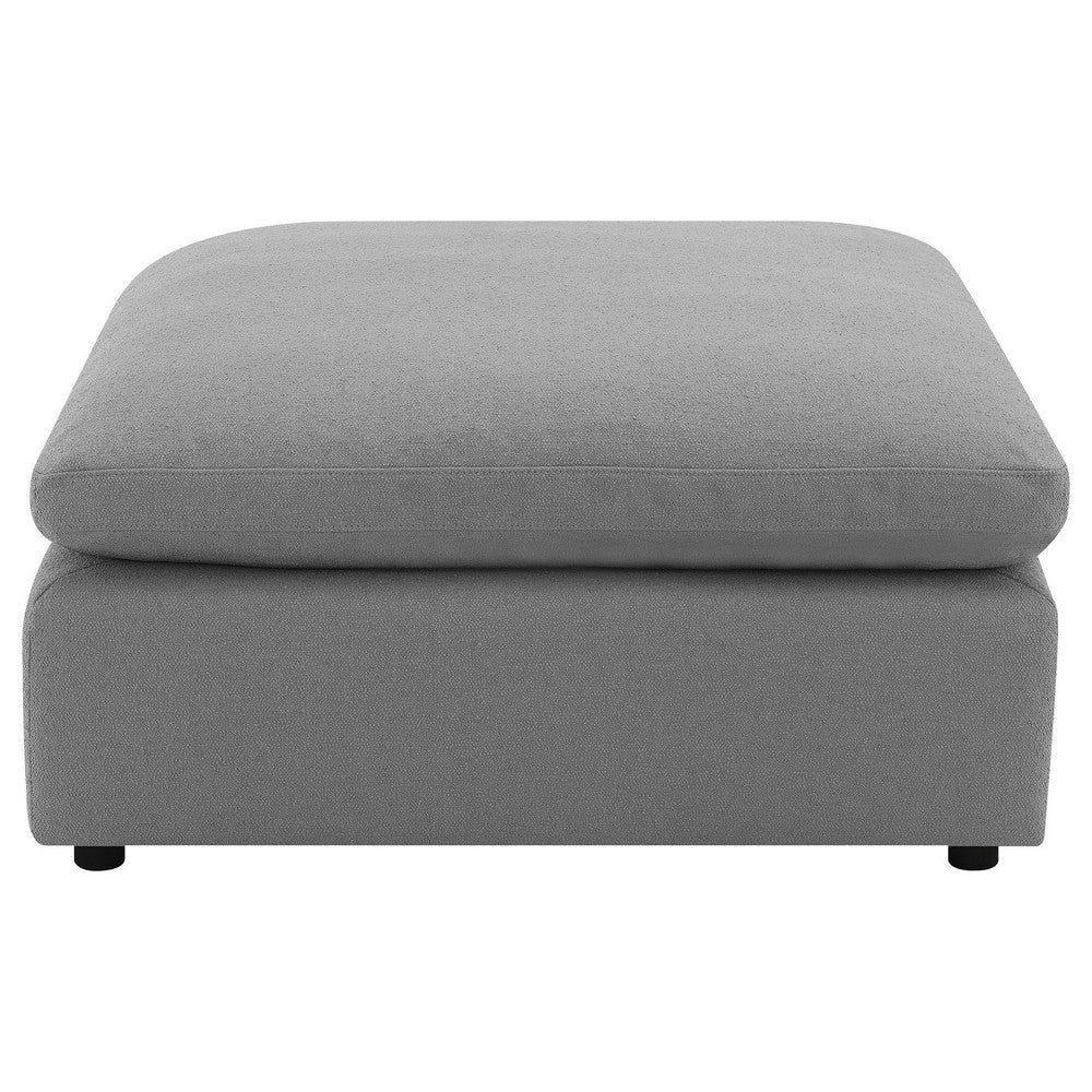 Allias Ottoman Gray Boucle Fabric Plush Foam Cushions 44 Inch