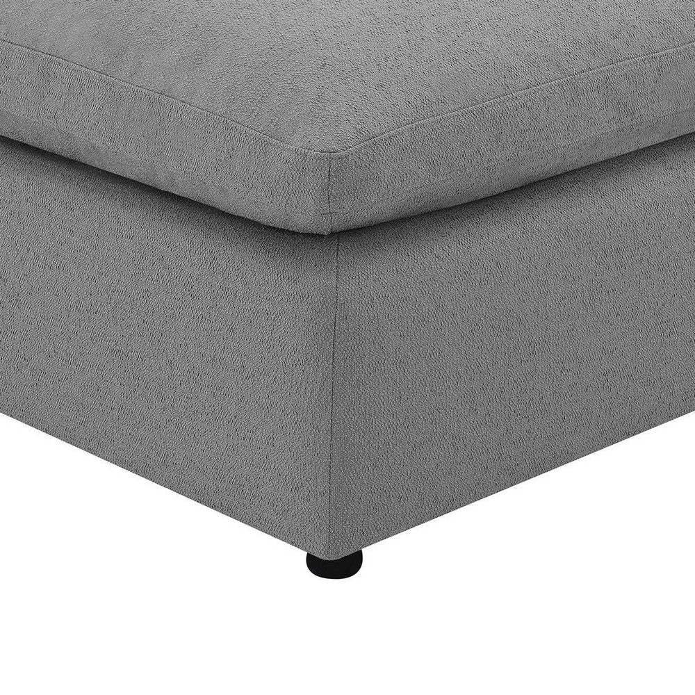 Allias Ottoman Gray Boucle Fabric Plush Foam Cushions 44 Inch