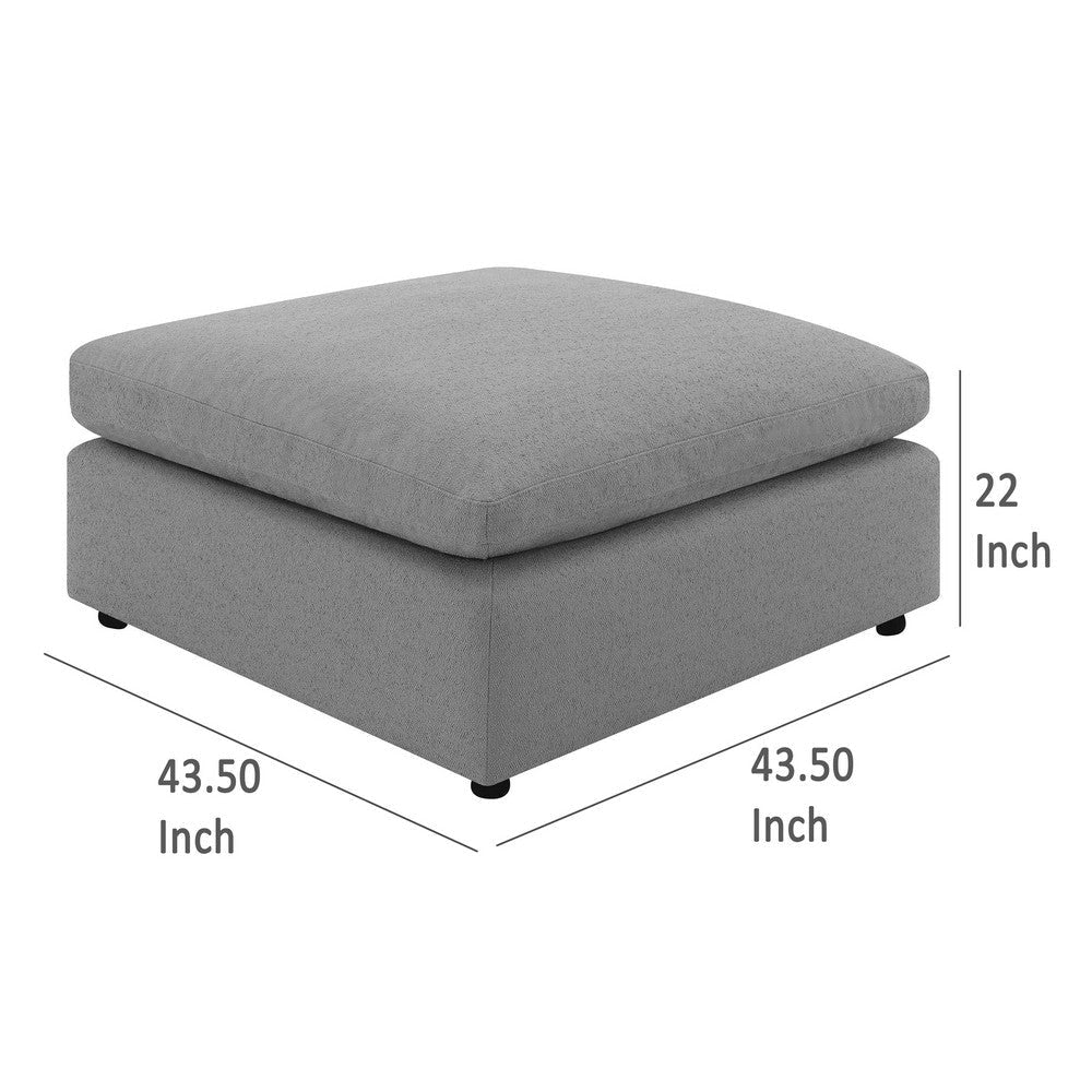 Allias Ottoman Gray Boucle Fabric Plush Foam Cushions 44 Inch