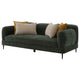 Dija Sofa with 4 Accent Throw Pillows, 84 Inch, Dark Green Chenille
