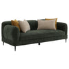 Dija Sofa with 4 Accent Throw Pillows, 84 Inch, Dark Green Chenille