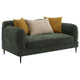 Dija Loveseat, 3 Accent Throw Pillows, 64 Inch, Dark Green Chenille