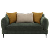 Dija Loveseat, 3 Accent Throw Pillows, 64 Inch, Dark Green Chenille