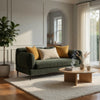 Dija Loveseat, 3 Accent Throw Pillows, 64 Inch, Dark Green Chenille