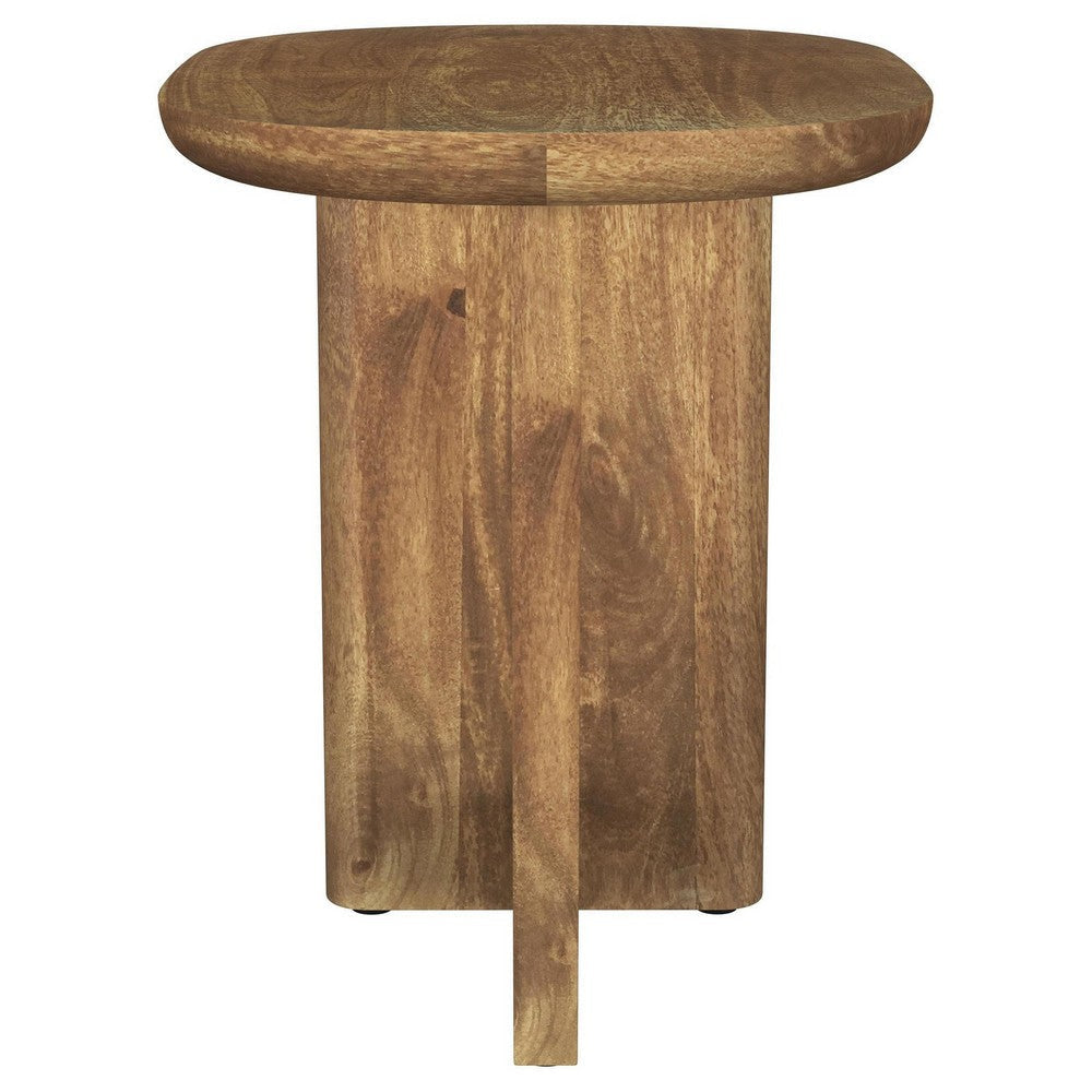 Leti Side End Table 22 Inch Brown Mango Wood Top L Shaped Base BM329714