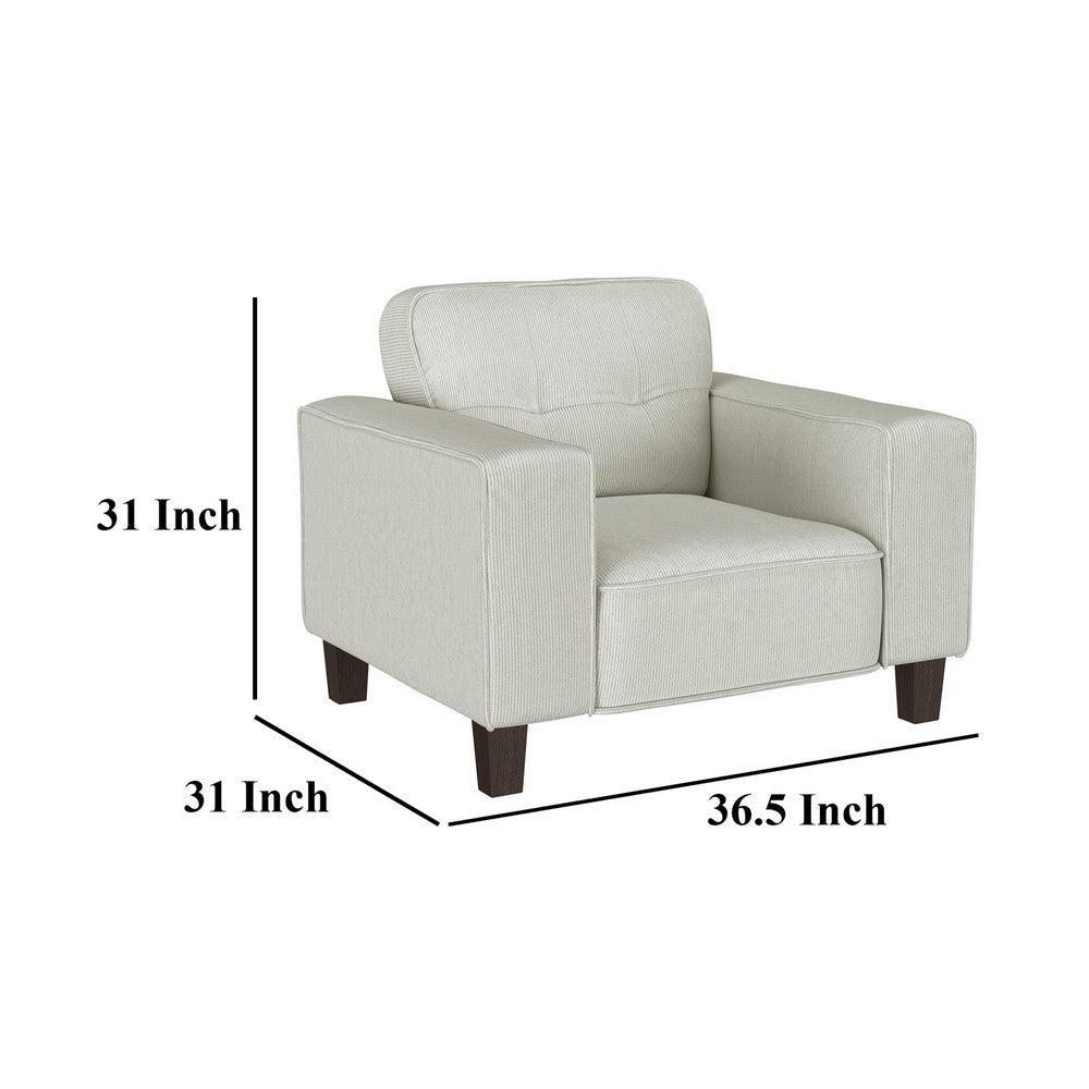 Dero Accent Chair 37 Inch Light Gray Faux Corduroy Wide Track Arms
