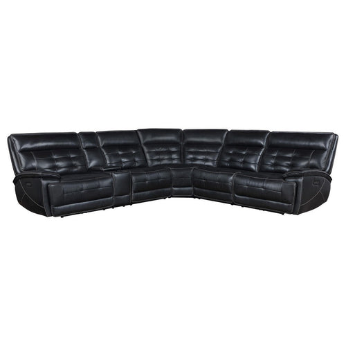 Reclining Sectional Sofa, 119 Inch Black Faux Leather, Wireless Charge