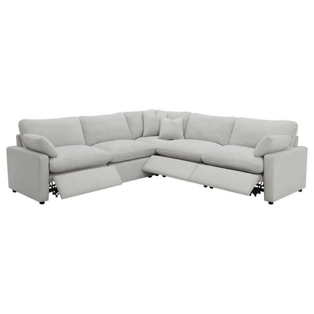 Biny 5pc L Shape Modular Sectional Sofa Light Gray Power Reclining BM329723