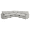 Biny 5pc L Shape Modular Sectional Sofa, Light Gray, Power Reclining