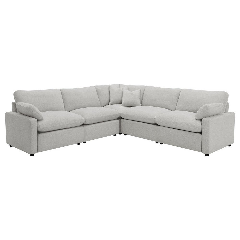Biny 5pc L Shape Modular Sectional Sofa, Light Gray, Power Reclining
