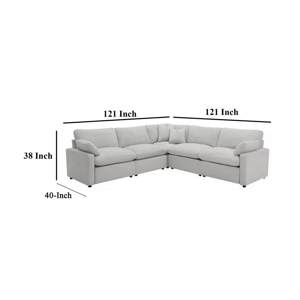 Biny 5pc L Shape Modular Sectional Sofa Light Gray Power Reclining BM329723