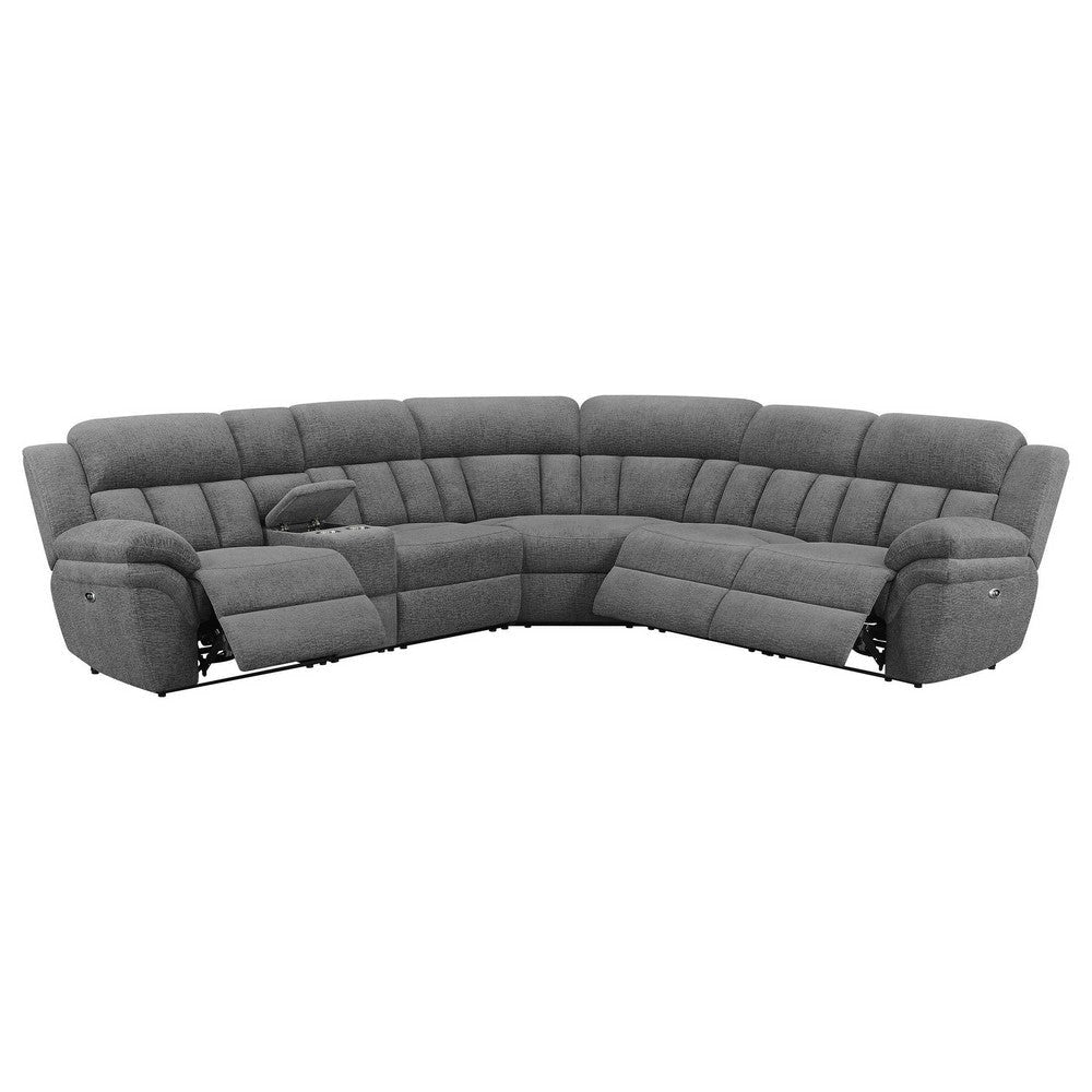 Diko 6pc Modular Sectional Sofa Dark Gray Chenille Power Reclining BM329725