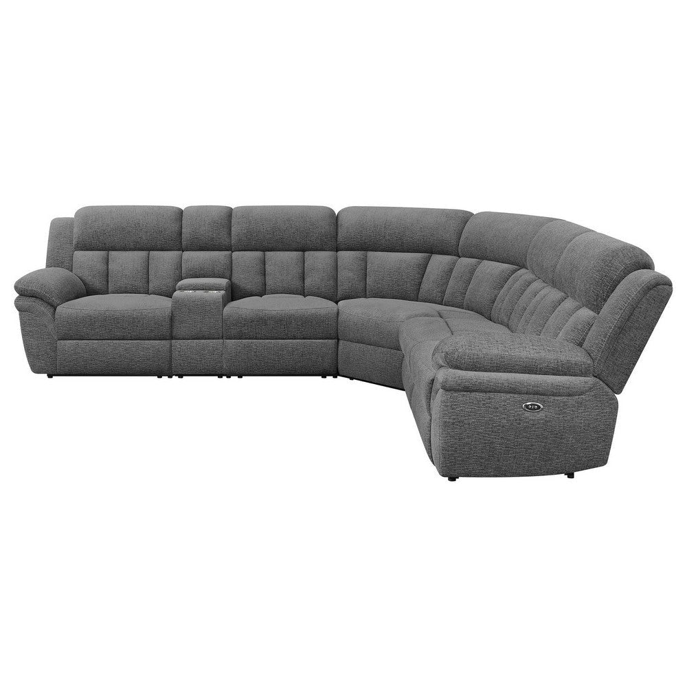Diko 6pc Modular Sectional Sofa Dark Gray Chenille Power Reclining BM329725