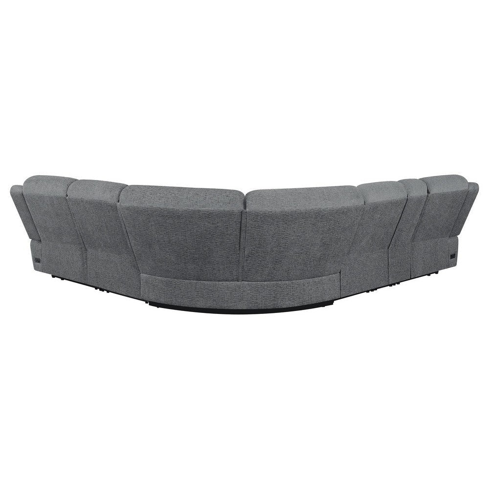 Diko 6pc Modular Sectional Sofa Dark Gray Chenille Power Reclining BM329725