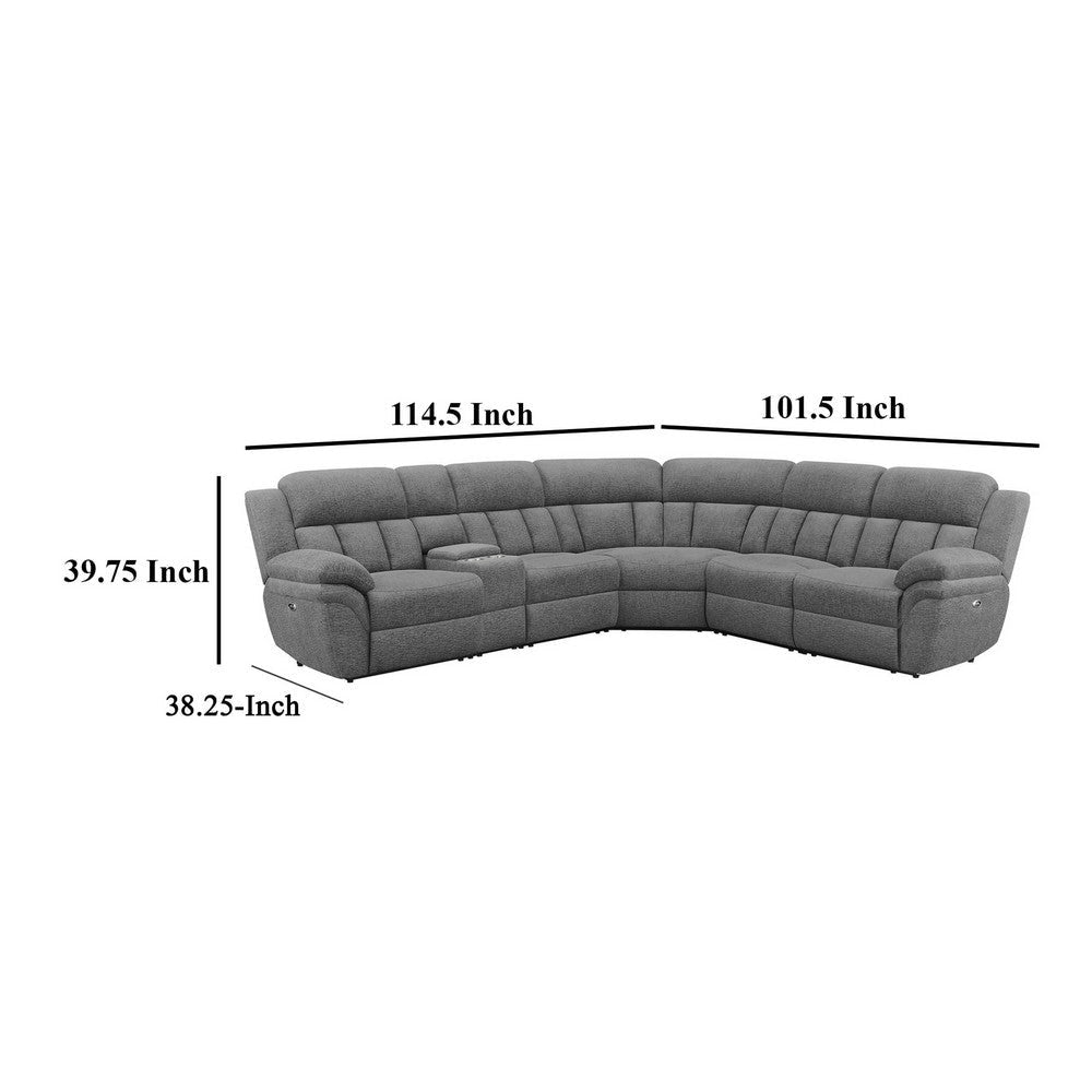 Diko 6pc Modular Sectional Sofa Dark Gray Chenille Power Reclining BM329725