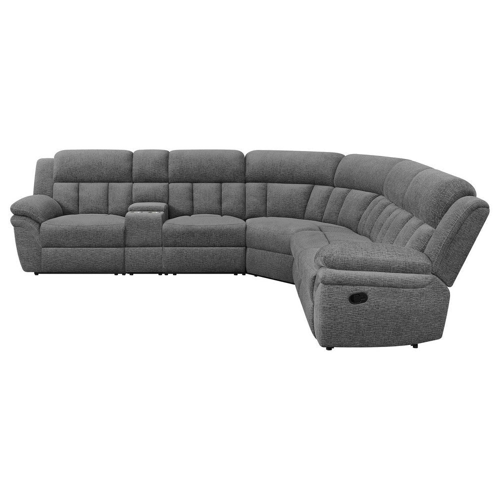 Diko 6pc Modular Sectional Sofa Dark Gray Chenille Manual Reclining BM329726