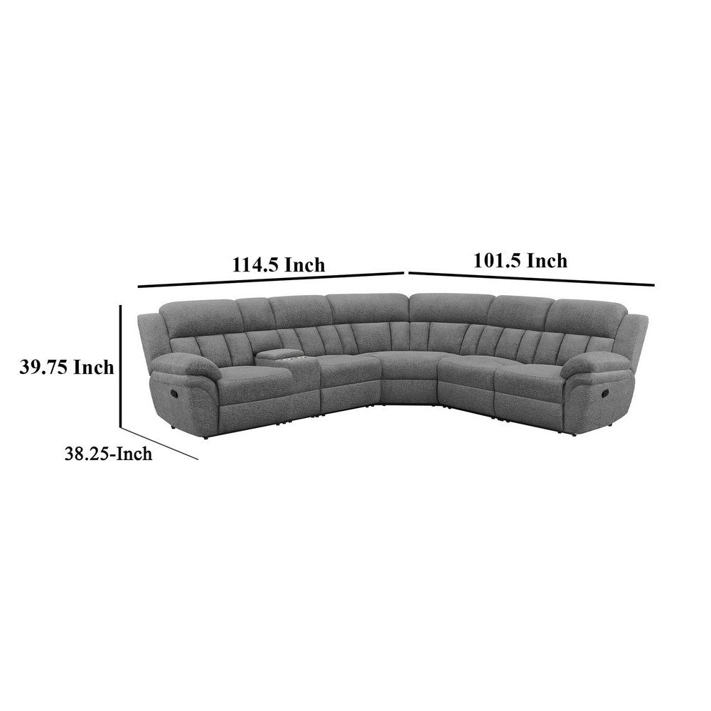 Diko 6pc Modular Sectional Sofa Dark Gray Chenille Manual Reclining BM329726