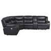 Susan Power Recliner Sectional Sofa, Gray Faux Leather, Center Console