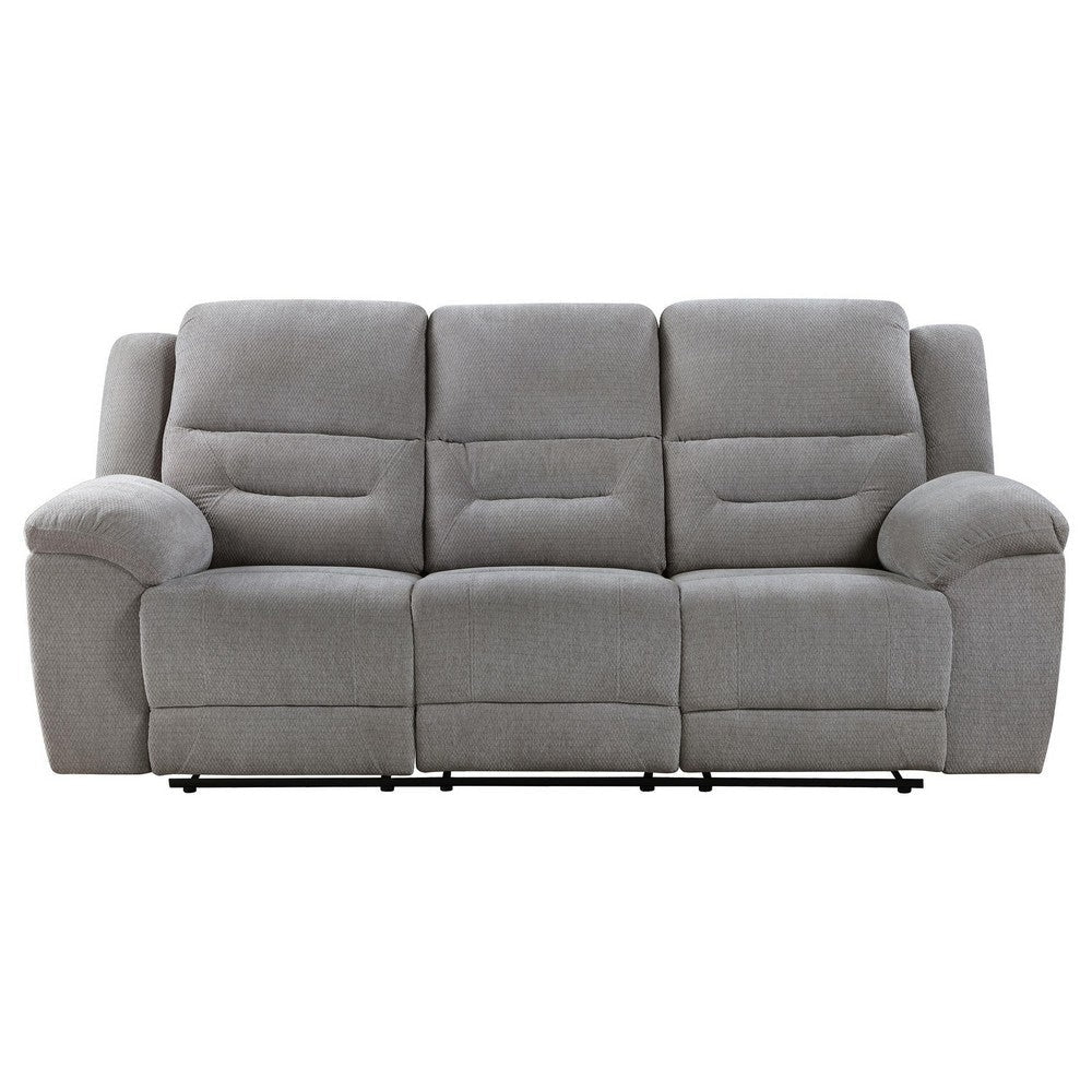 Gilo Manual Recliner Sofa 92 Inch Light Gray Pillow Top Armrests BM329730