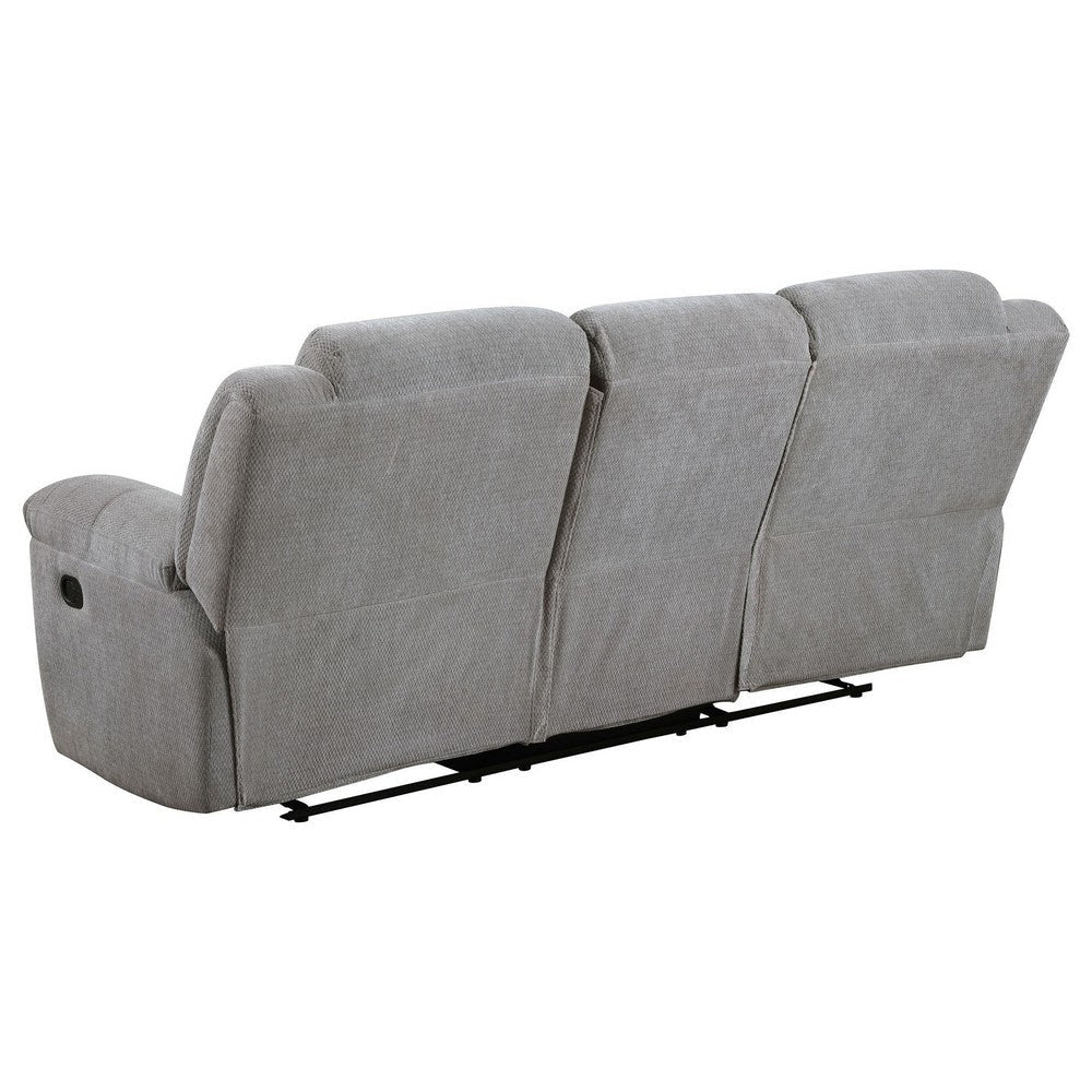 Gilo Manual Recliner Sofa 92 Inch Light Gray Pillow Top Armrests BM329730