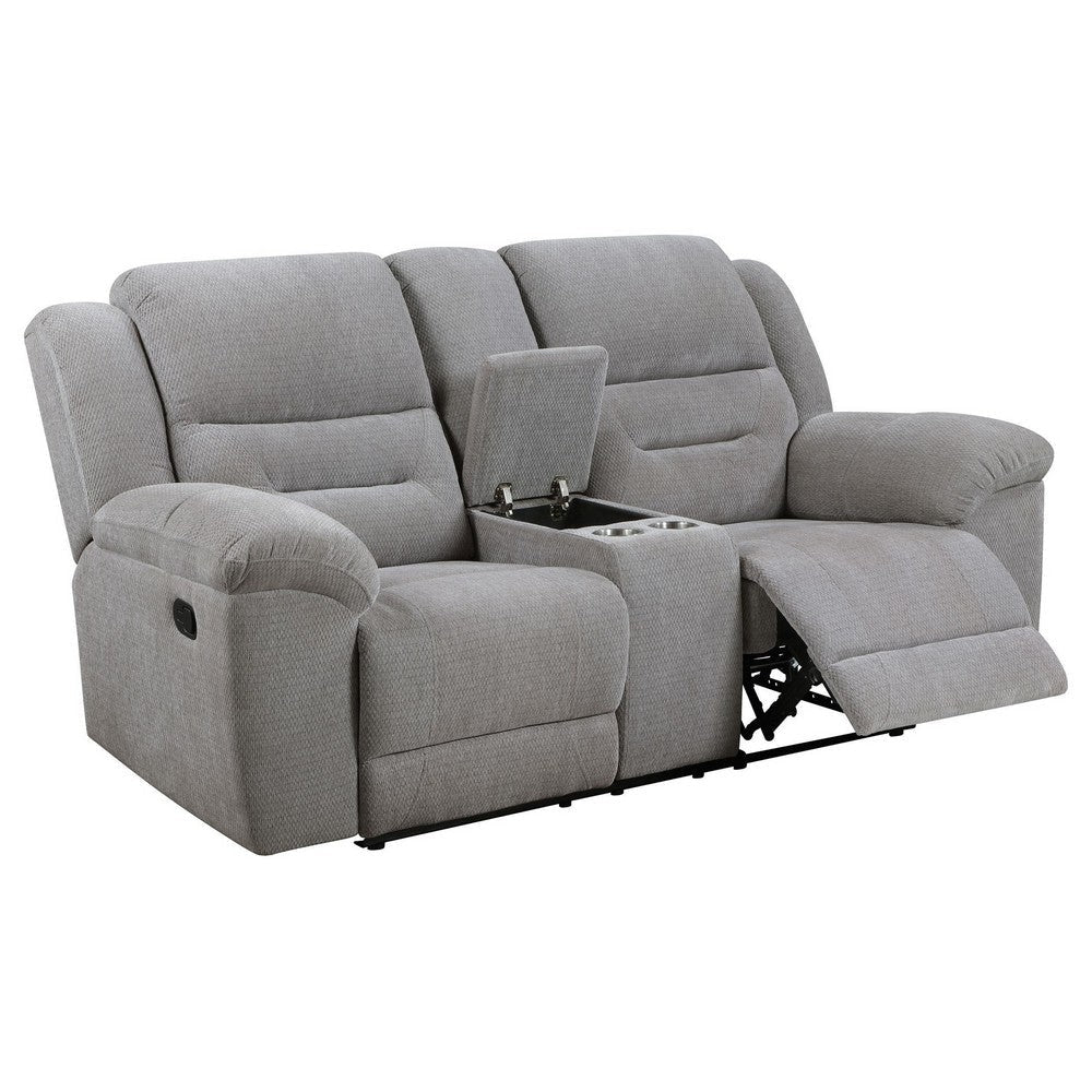 Gilo Manual Recliner Loveseat 81 Inch Light Gray Pillow Top Armrests BM329731