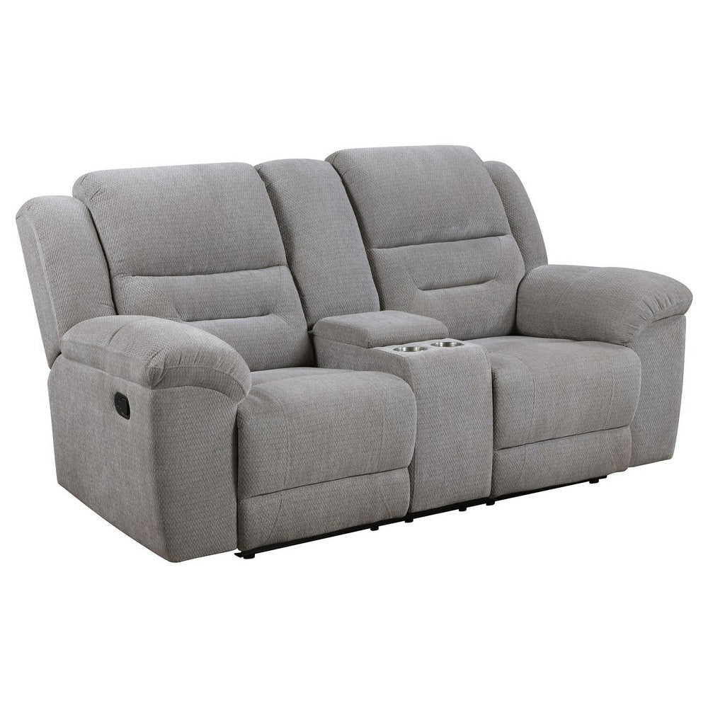 Gilo Manual Recliner Loveseat 81 Inch Light Gray Pillow Top Armrests BM329731