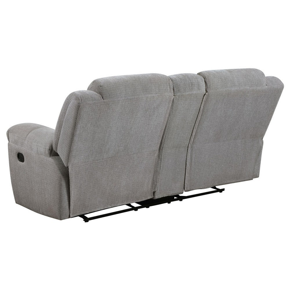 Gilo Manual Recliner Loveseat 81 Inch Light Gray Pillow Top Armrests BM329731
