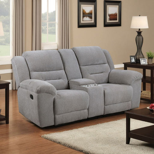 Gilo Manual Recliner Loveseat, 81 Inch Light Gray, Pillow Top Armrests