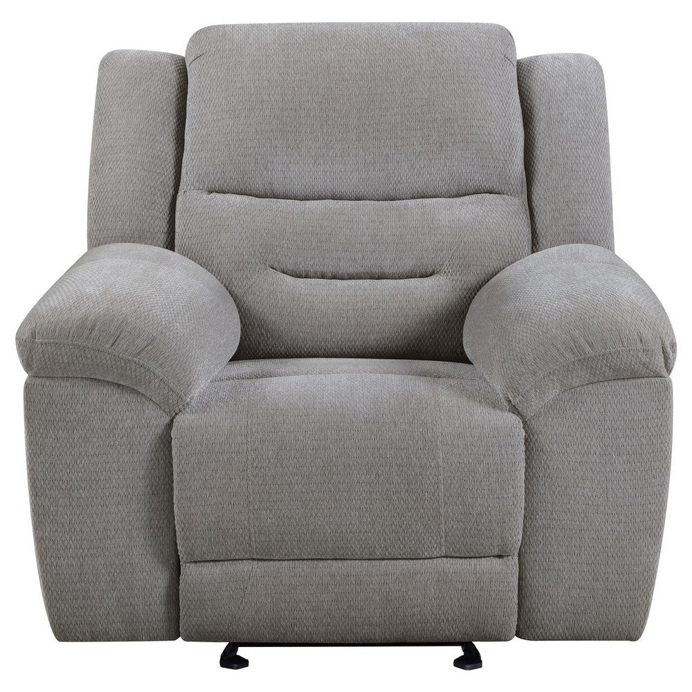 Gilo Manual Glider Recliner Armchair 46 Inch Light Gray Pillow Top BM329732