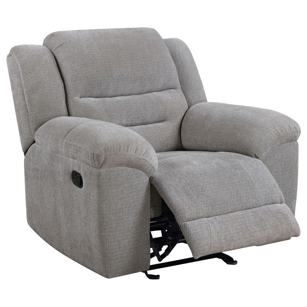 Gilo Manual Glider Recliner Armchair 46 Inch Light Gray Pillow Top BM329732