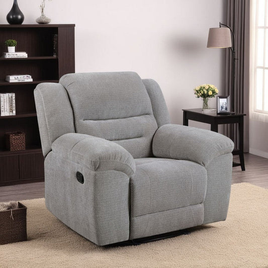 Gilo Manual Glider Recliner Armchair, 46 Inch Light Gray, Pillow Top