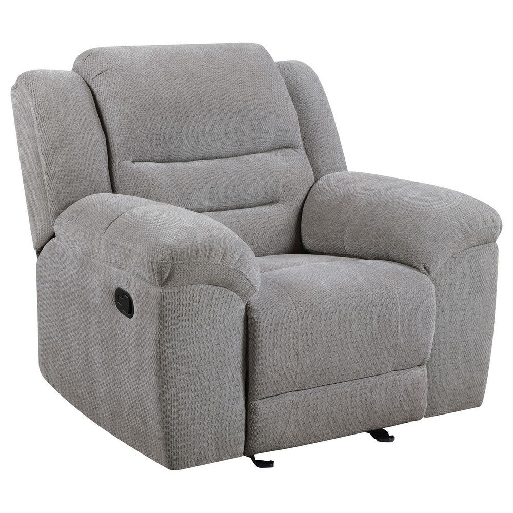 Gilo Manual Glider Recliner Armchair 46 Inch Light Gray Pillow Top BM329732
