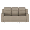 Krio Manual Recliner Sofa 80 Inch Modern Taupe Brown Faux Leather BM329733