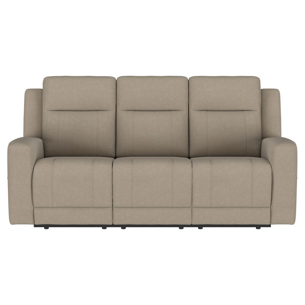 Krio Manual Recliner Sofa 80 Inch Modern Taupe Brown Faux Leather BM329733