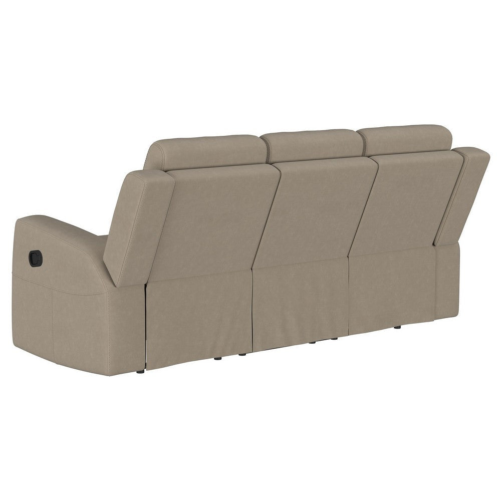 Krio Manual Recliner Sofa 80 Inch Modern Taupe Brown Faux Leather BM329733