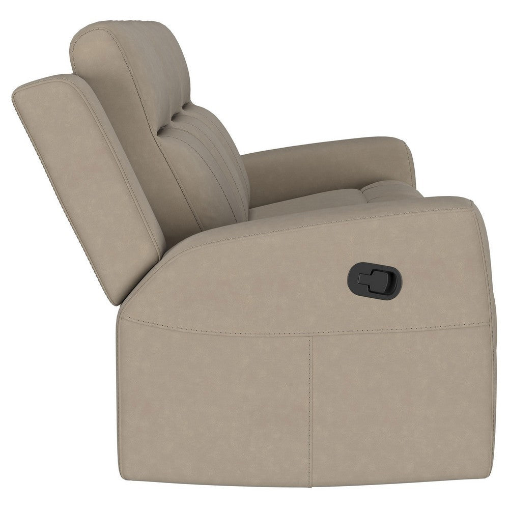 Krio Manual Recliner Sofa 80 Inch Modern Taupe Brown Faux Leather BM329733