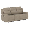 Krio Manual Recliner Sofa, 80 Inch Modern Taupe Brown Faux Leather