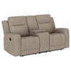 Krio Manual Recliner Loveseat 71 Inch Modern Taupe Brown Faux Leather BM329734