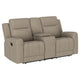 Krio Manual Recliner Loveseat 71 Inch Modern Taupe Brown Faux Leather BM329734