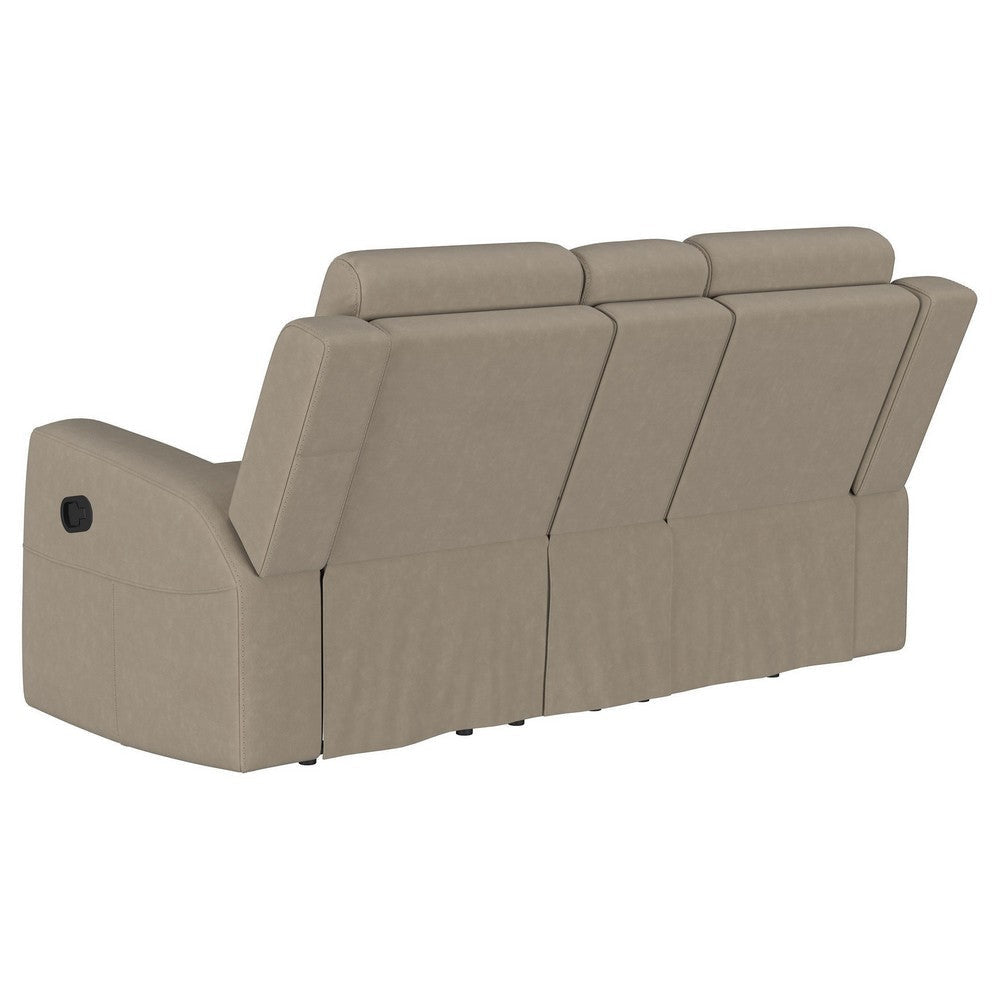 Krio Manual Recliner Loveseat 71 Inch Modern Taupe Brown Faux Leather BM329734