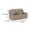Krio Manual Recliner Loveseat 71 Inch Modern Taupe Brown Faux Leather BM329734